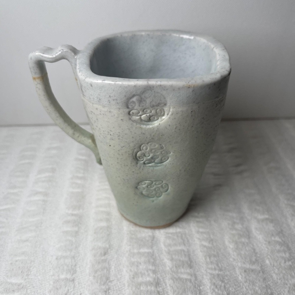 Slab Pottery Coffee Mug  4 1/2" High Blue